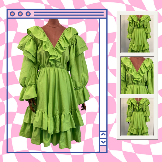 Rochie verde cu volane