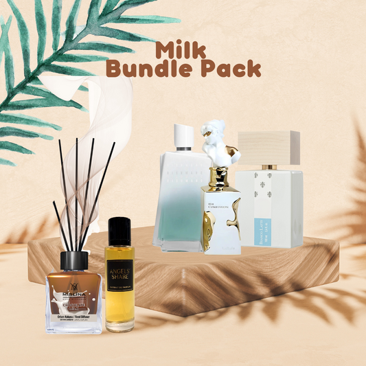 Milk bundle - 2 parfumuri mari + odorizant + parfum de poseta