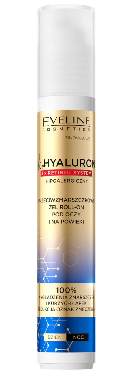 Gel roll-on hyaluron pentru ochi impotriva ridurilor si cearcanelor, Eveline